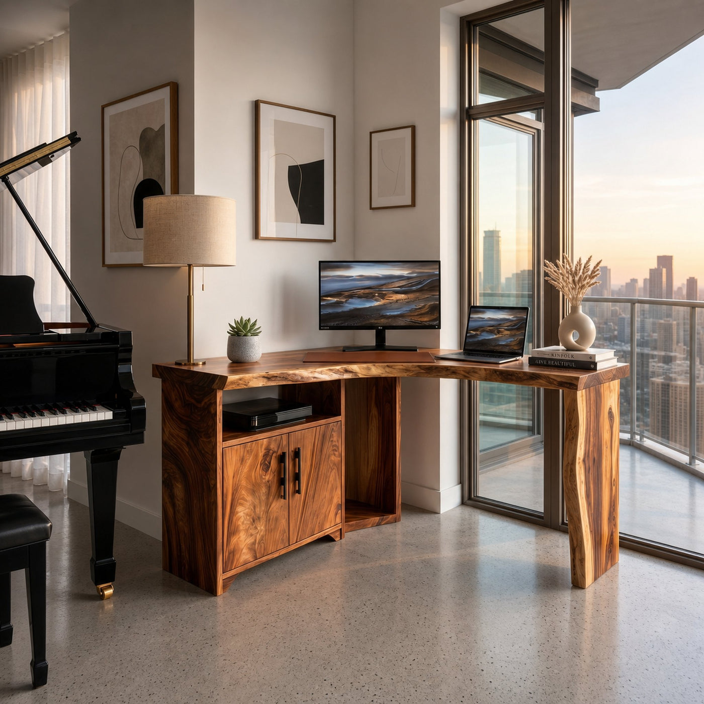 Modern Corner Desk With Cabinet Storage For Creative Home Office - product view 6