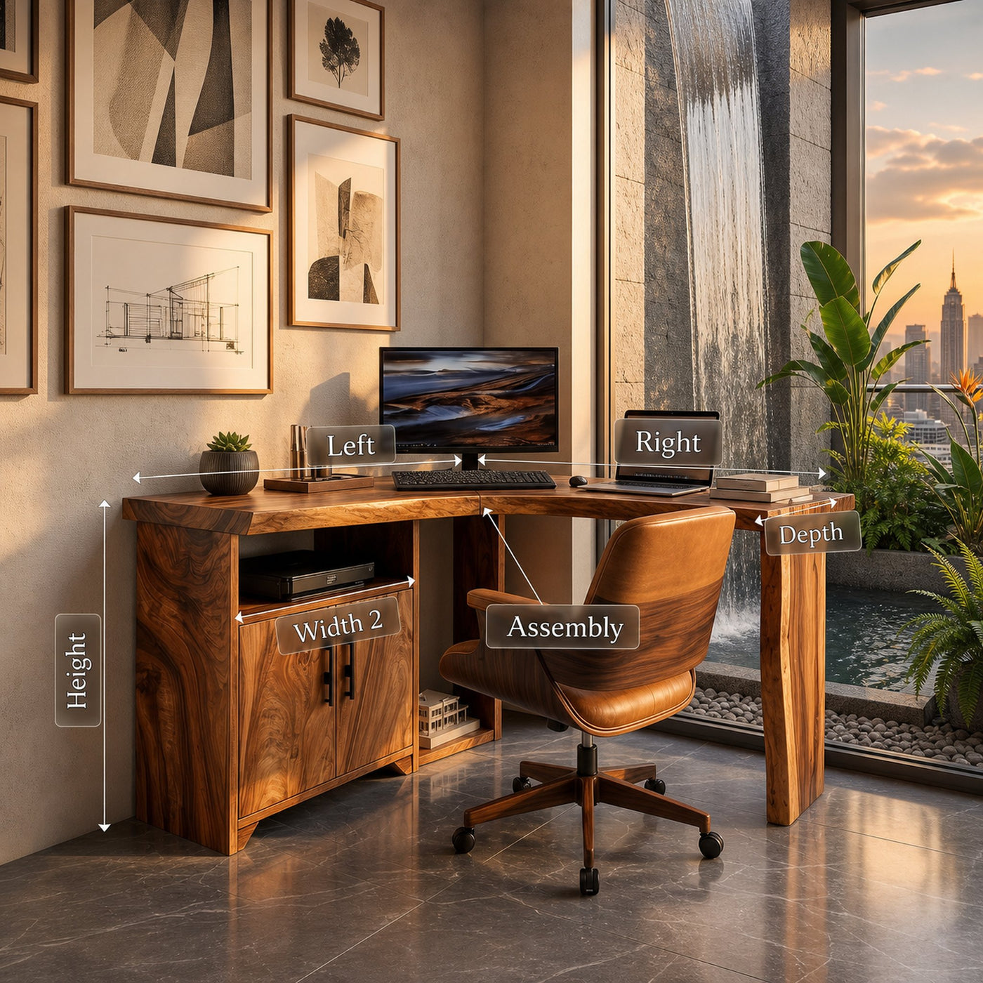 Modern Corner Desk With Cabinet Storage For Creative Home Office - product view 8