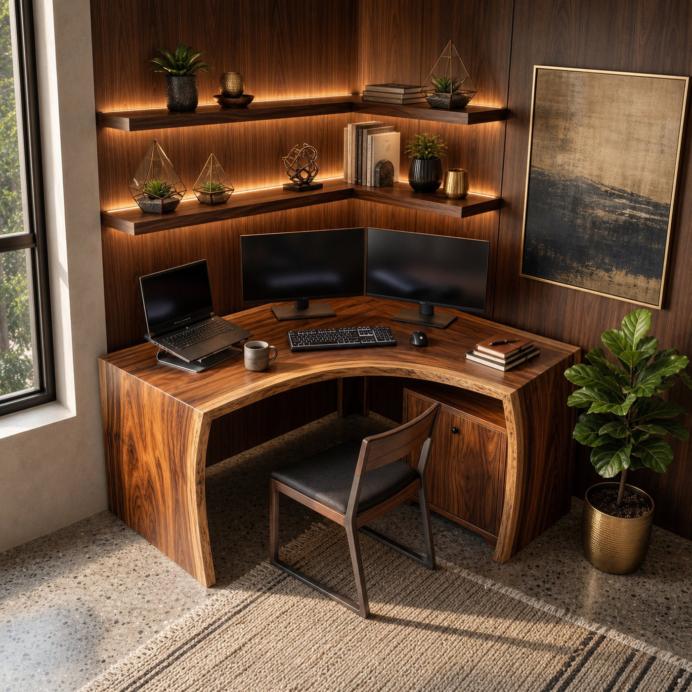 Modern Corner Desk With Cabinet Storage For Home Office - product view 2