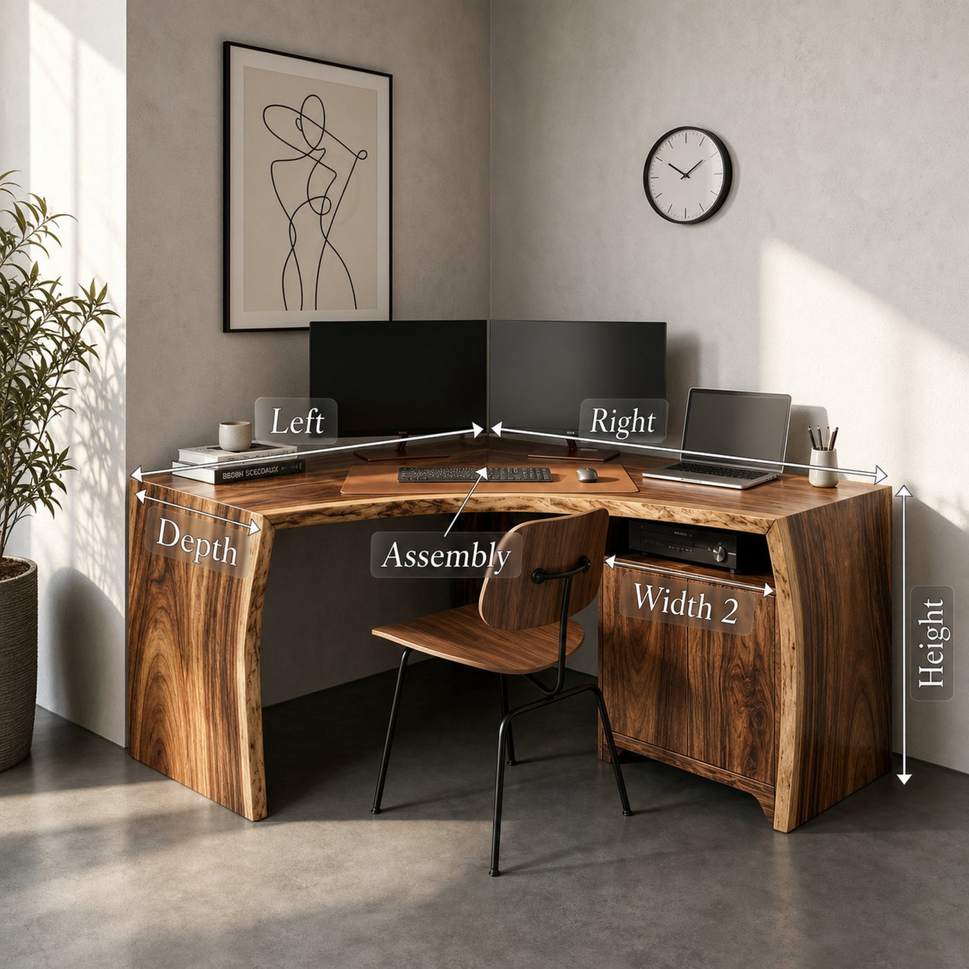 Modern Corner Desk With Cabinet Storage For Home Office - product view 8