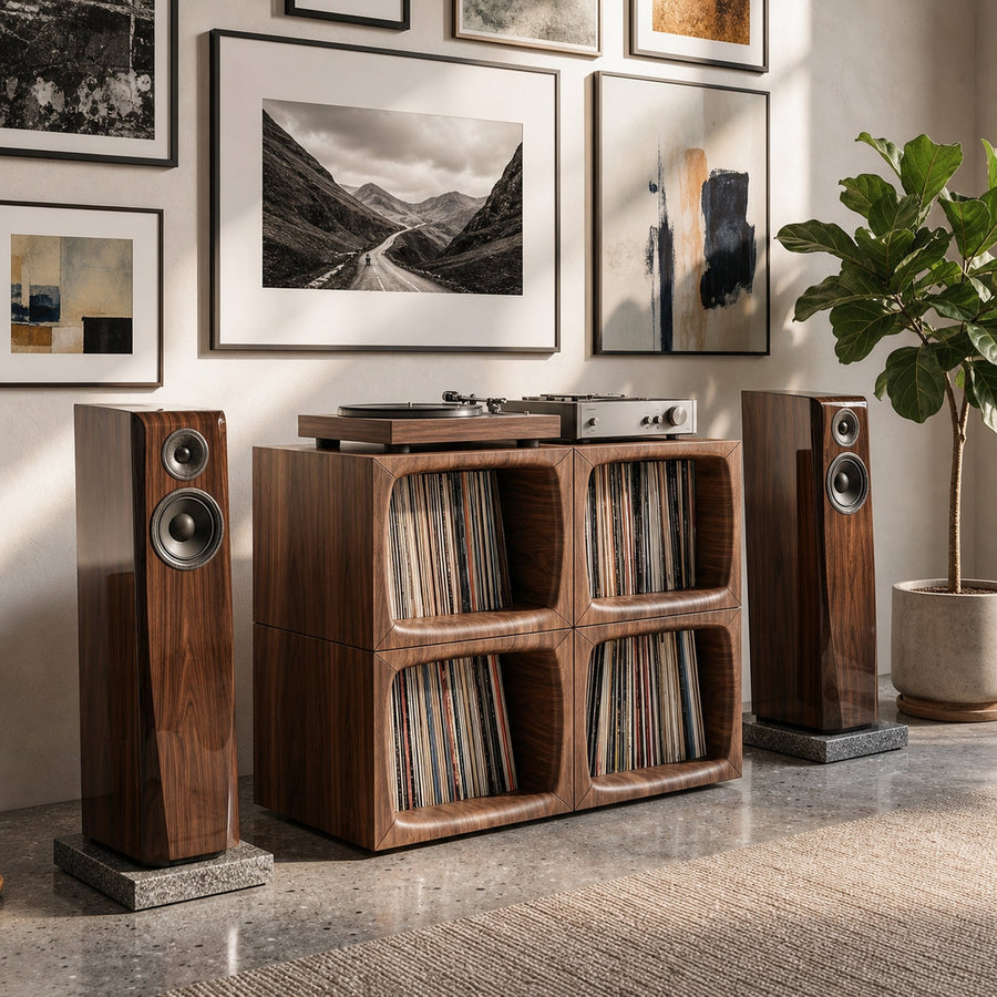 Modern Cube Record Storage Cabinet Luxury Music Room