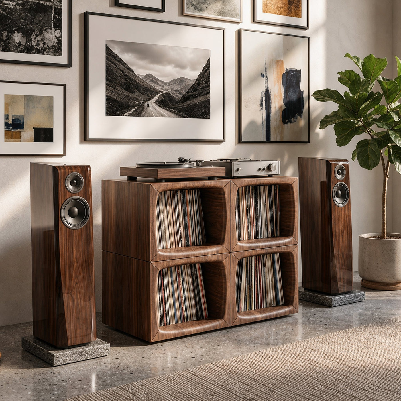 Modern Cube Record Storage Cabinet Luxury Music Room