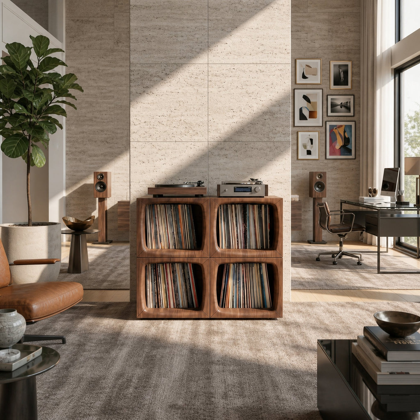 Modern Cube Record Storage Cabinet Luxury Music Room - product view 3