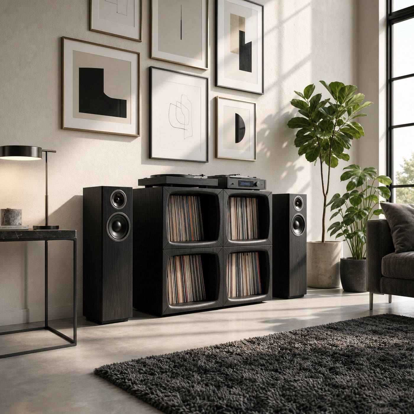 Modern Cube Record Storage Cabinet Luxury Music Room - product view 4