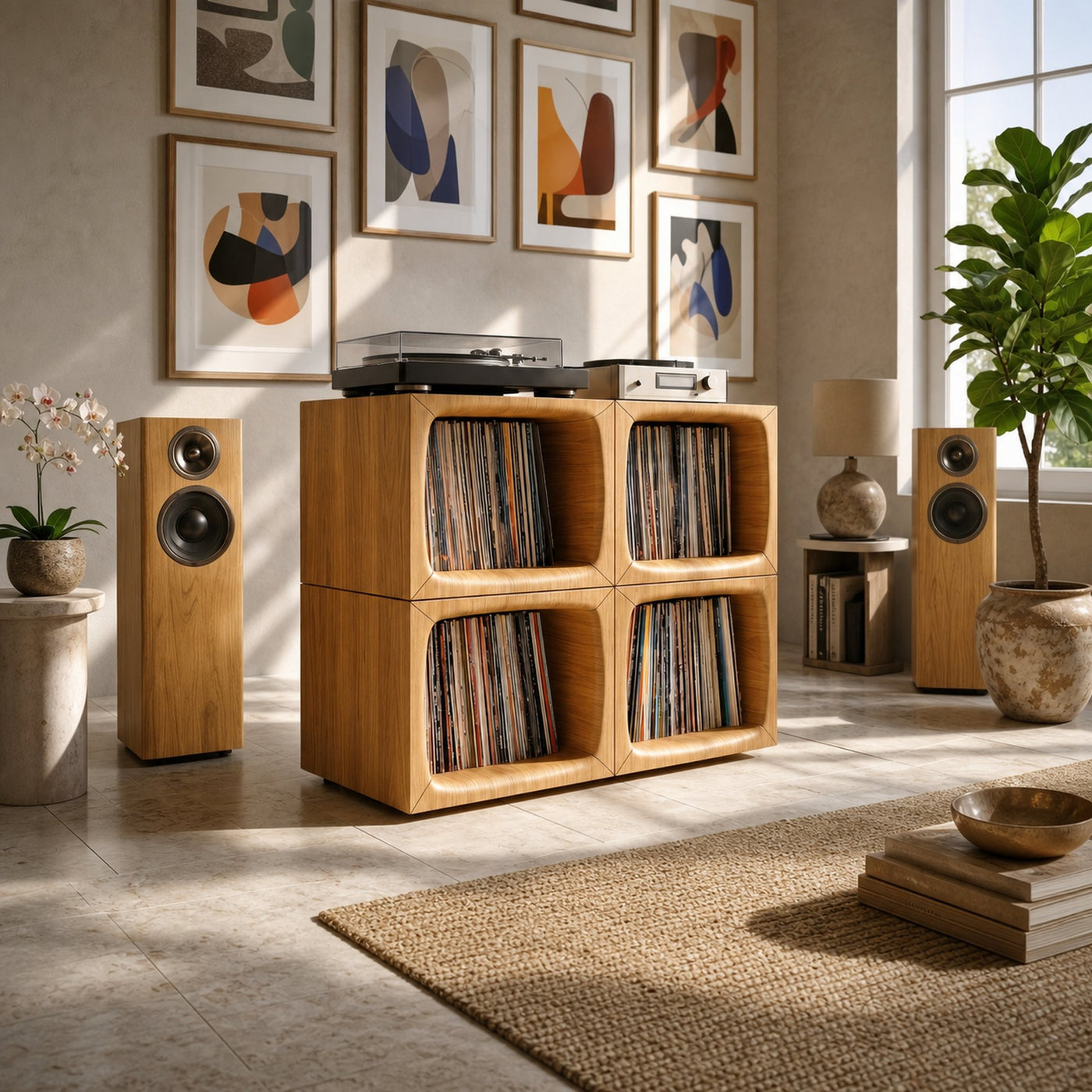 Modern Cube Record Storage Cabinet Luxury Music Room - product view 5