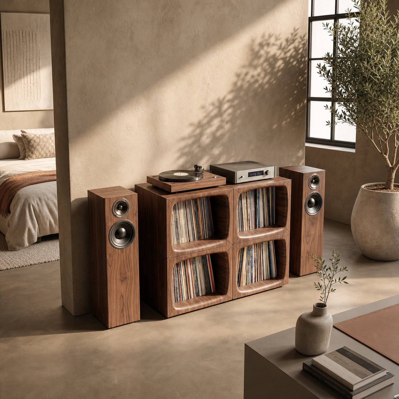 Modern Cube Record Storage Cabinet Luxury Music Room - product view 6