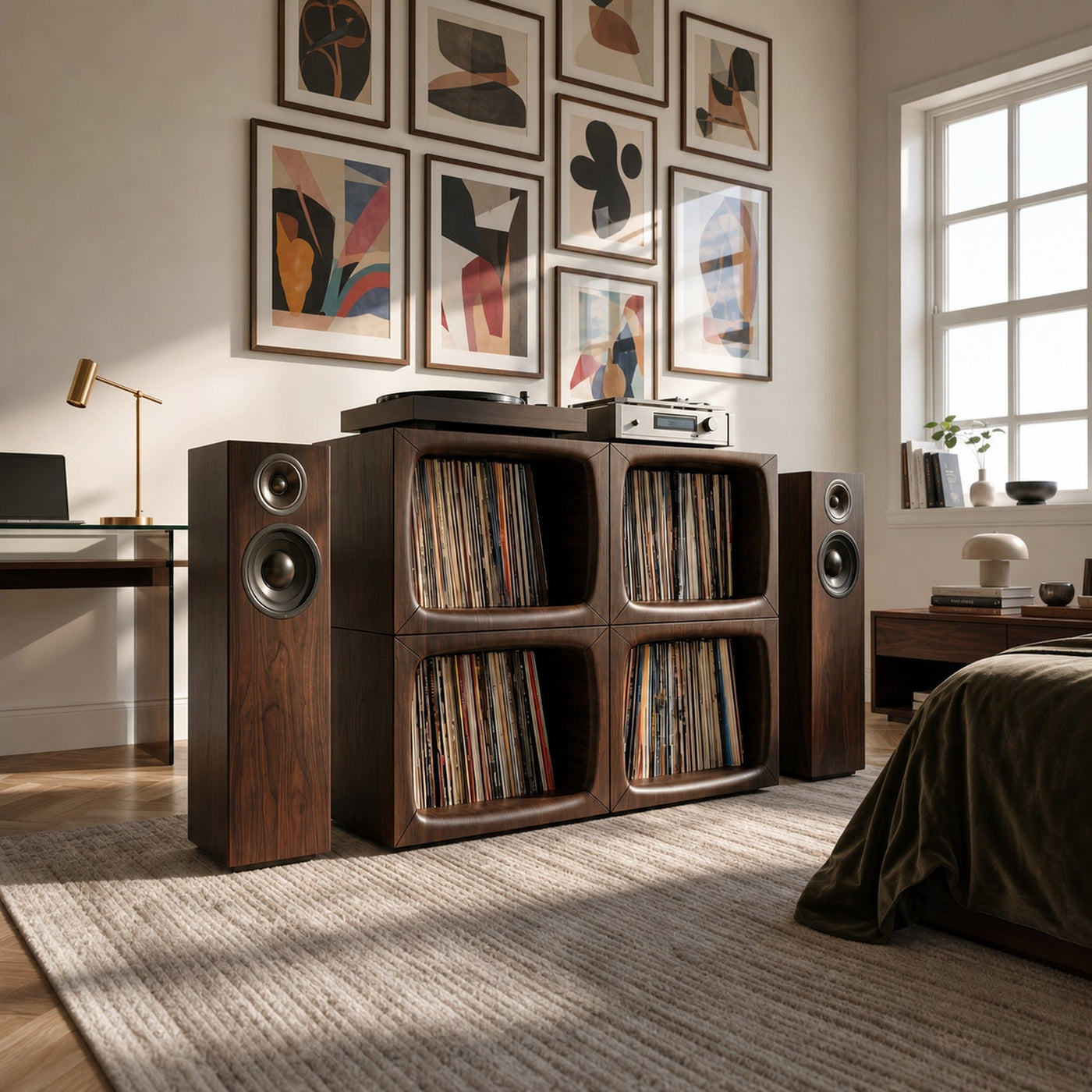 Modern Cube Record Storage Cabinet Luxury Music Room - product view 7