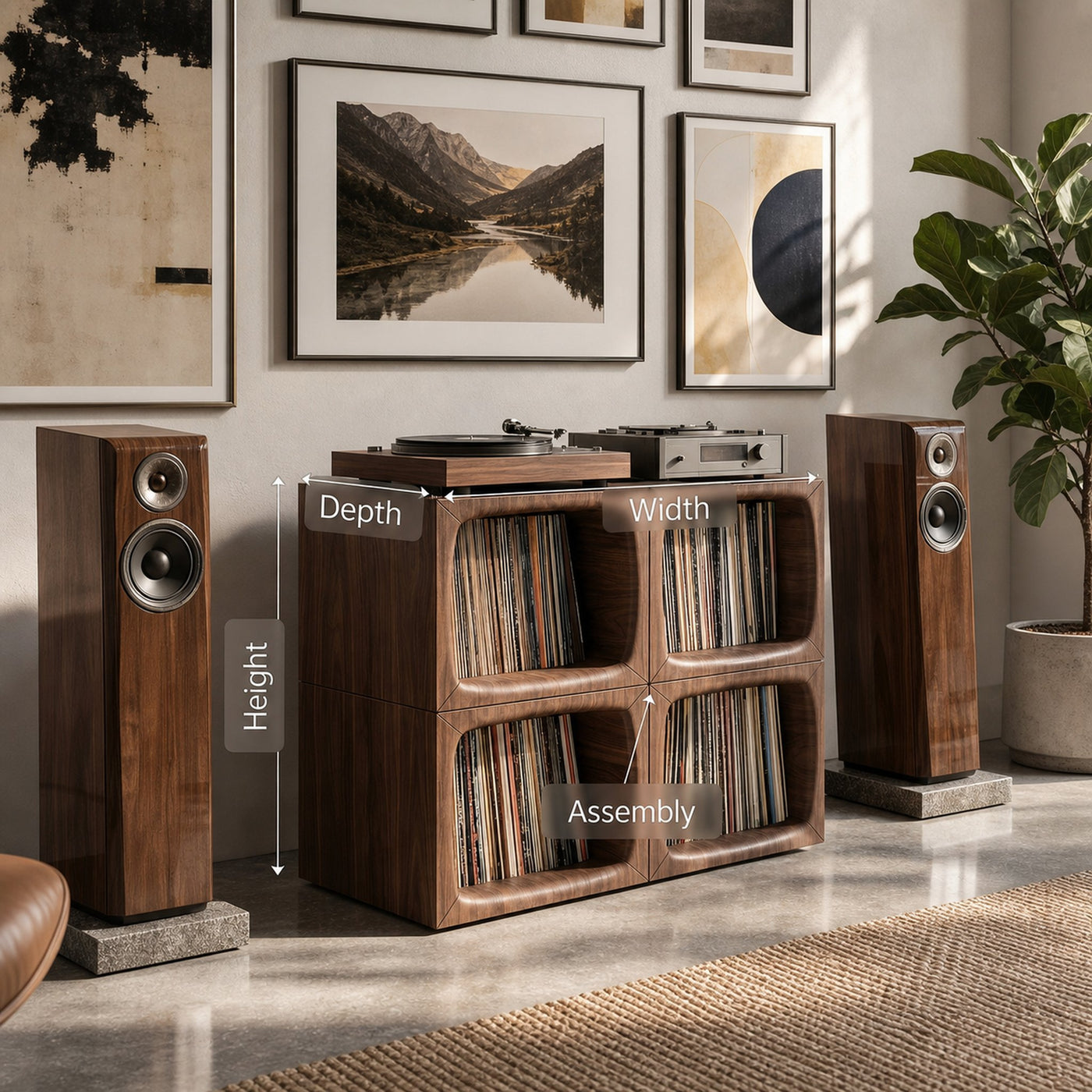 Modern Cube Record Storage Cabinet Luxury Music Room - product view 8