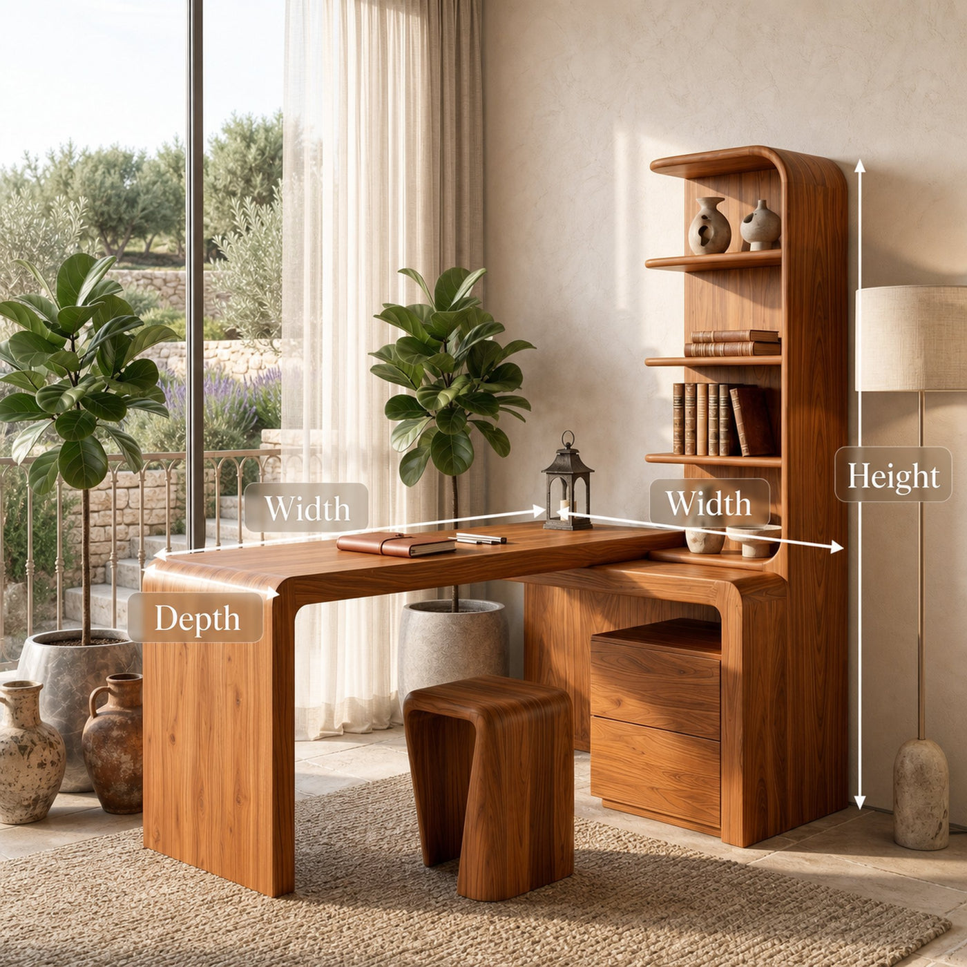 Modern Desk With Built In Bookshelf For Home Office And Workspace - product view 8