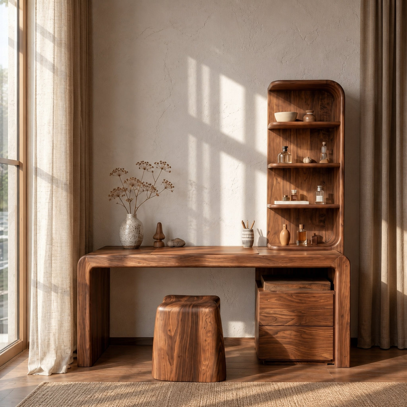 Modern Desk With Built In Storage Shelves And Drawers For Home Office - product view 3