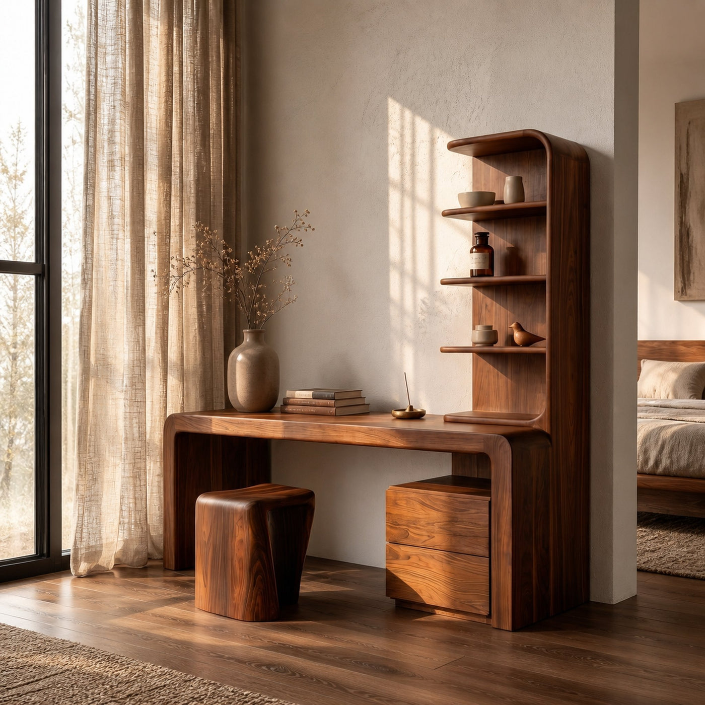 Modern Desk With Built In Storage Shelves And Drawers For Home Office - product view 6