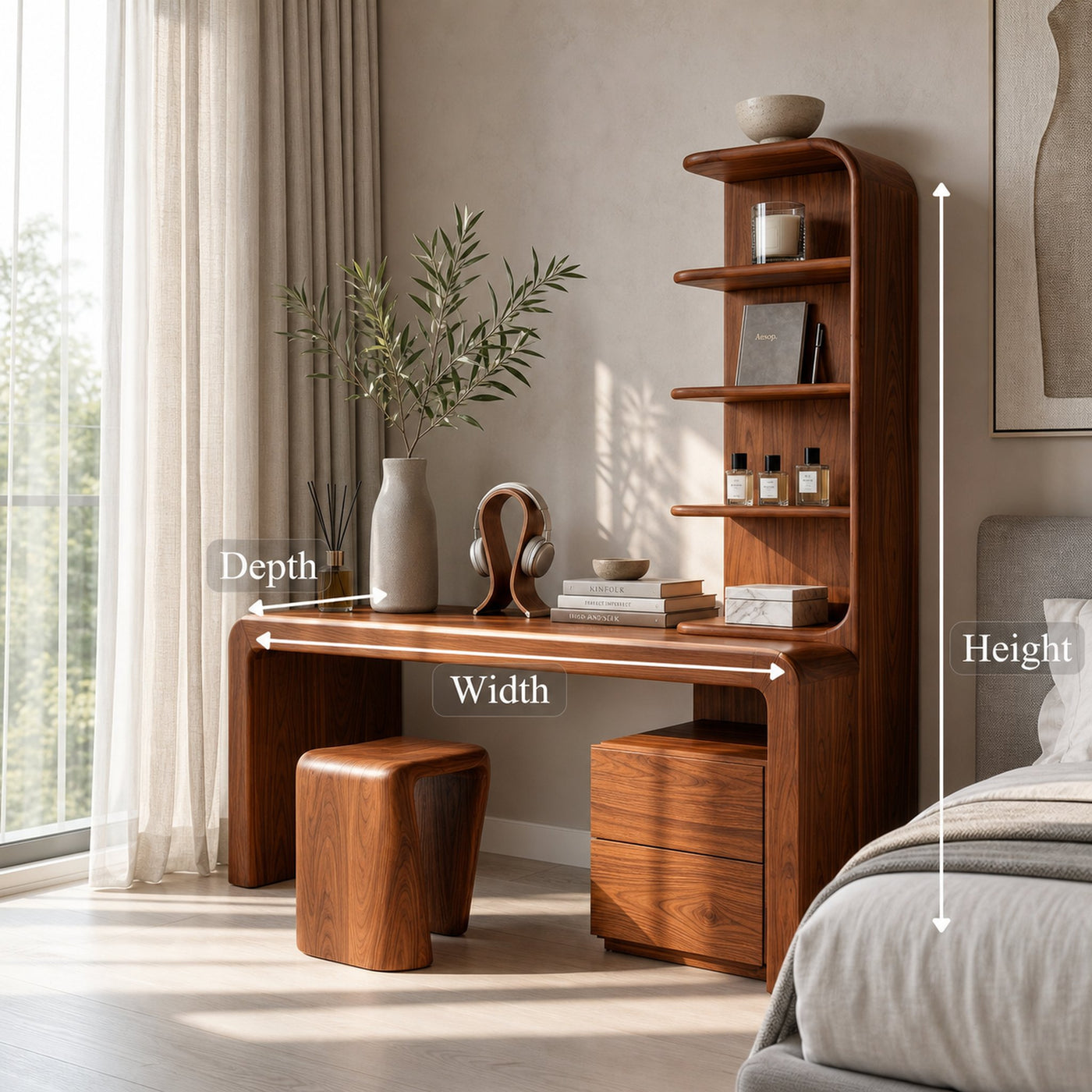 Modern Desk With Built In Storage Shelves And Drawers For Home Office - product view 8