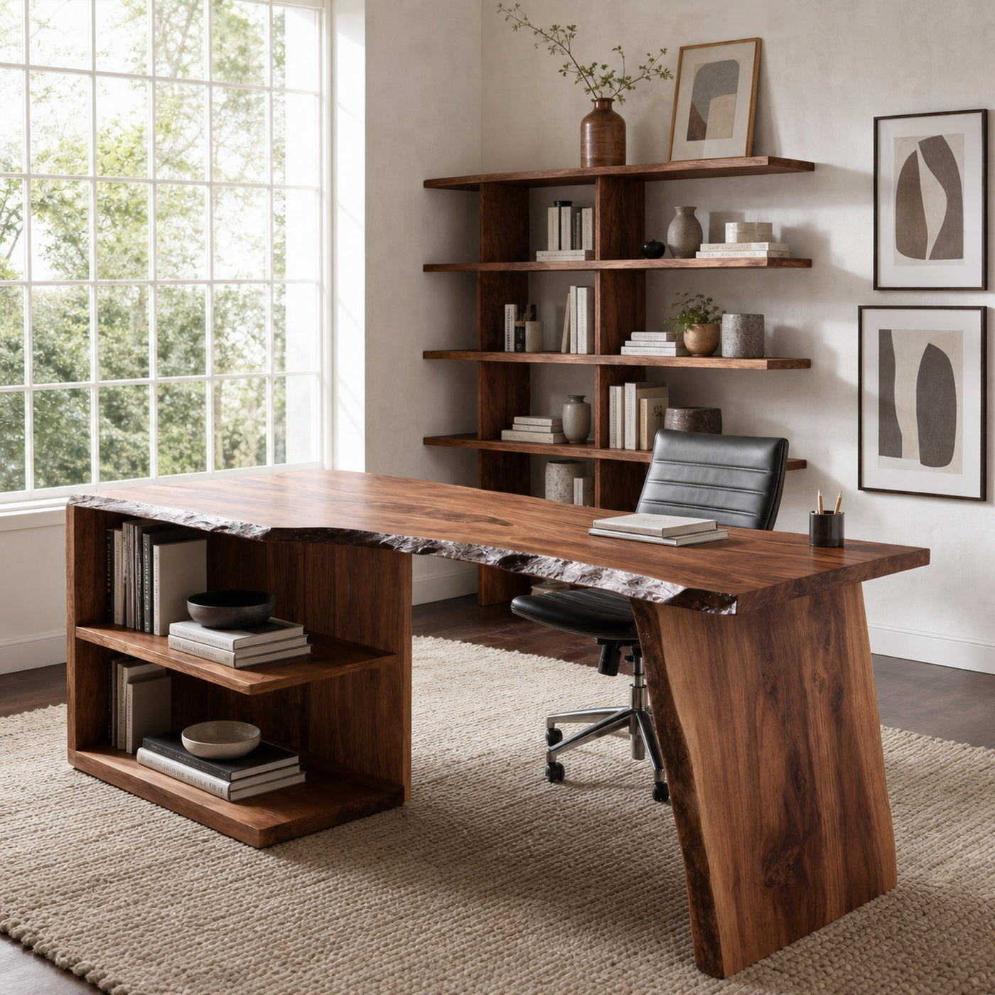 Modern Desk With Built-in Storage For Home Office