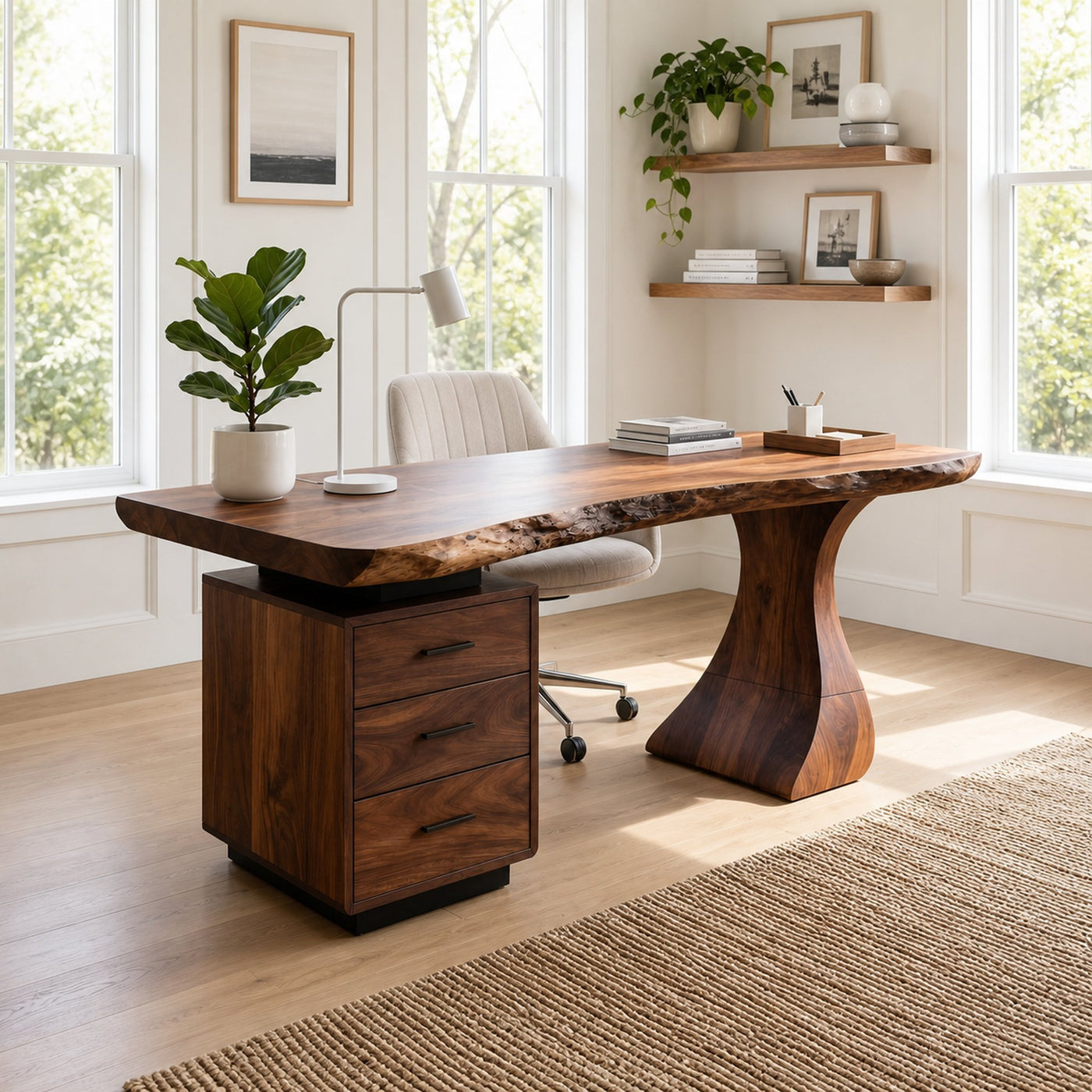 Modern Desk With Drawers For Elevated Work Space