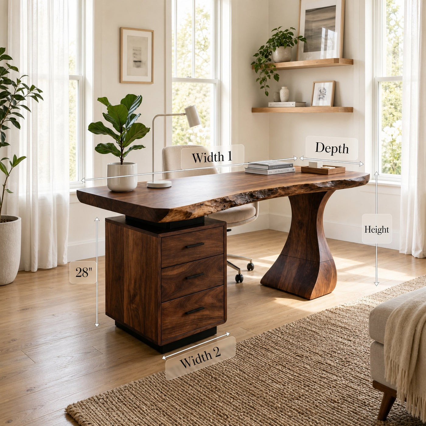 Modern Desk With Drawers For Elevated Work Space - product view 8