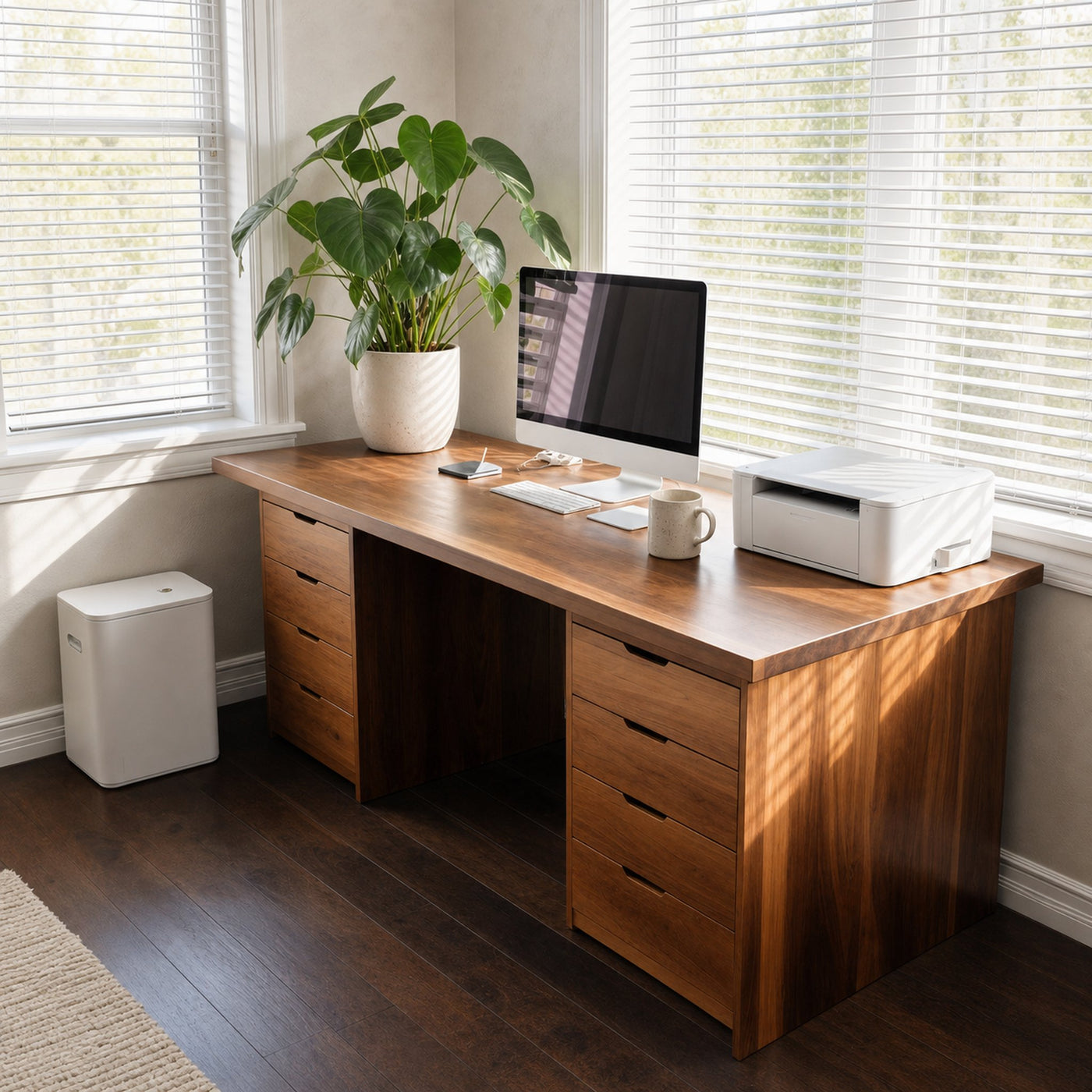 Modern Desk With Multiple Drawers For Home Office