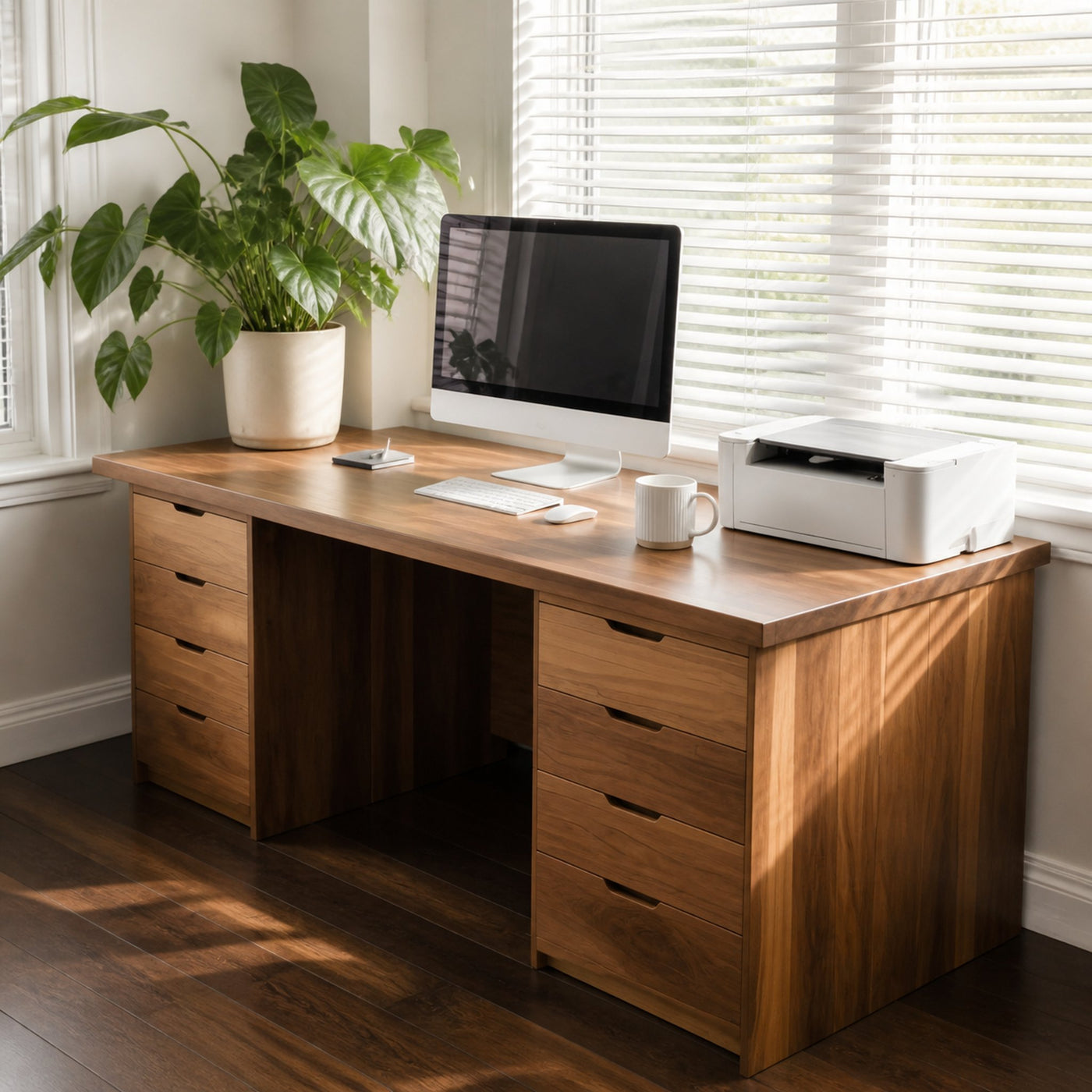 Modern Desk With Multiple Drawers For Home Office - product view 2