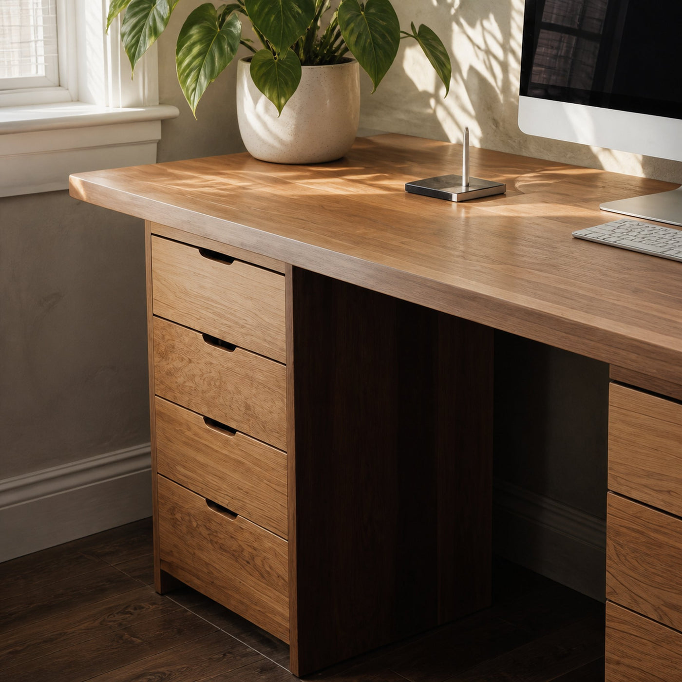 Modern Desk With Multiple Drawers For Home Office - product view 3