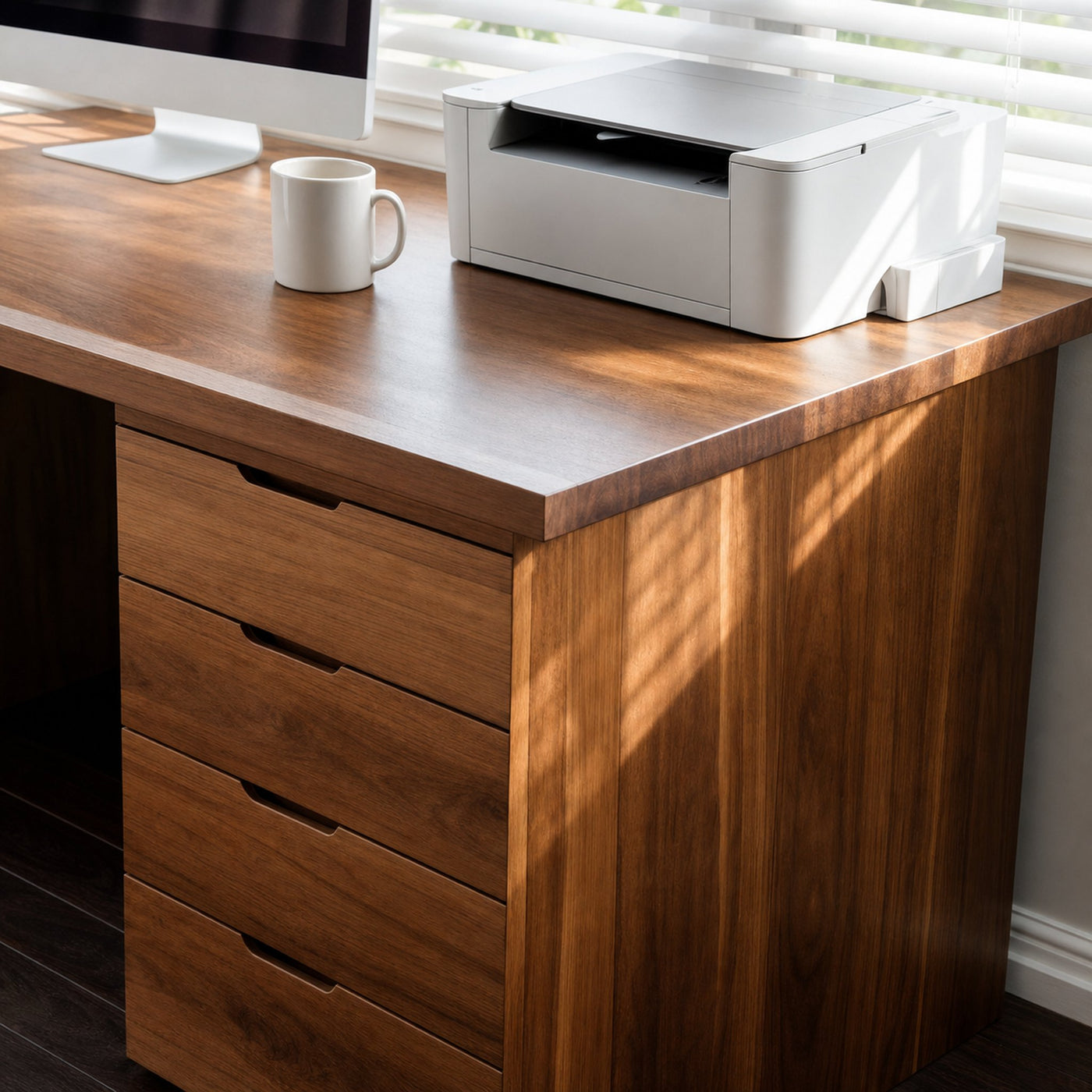 Modern Desk With Multiple Drawers For Home Office - product view 4