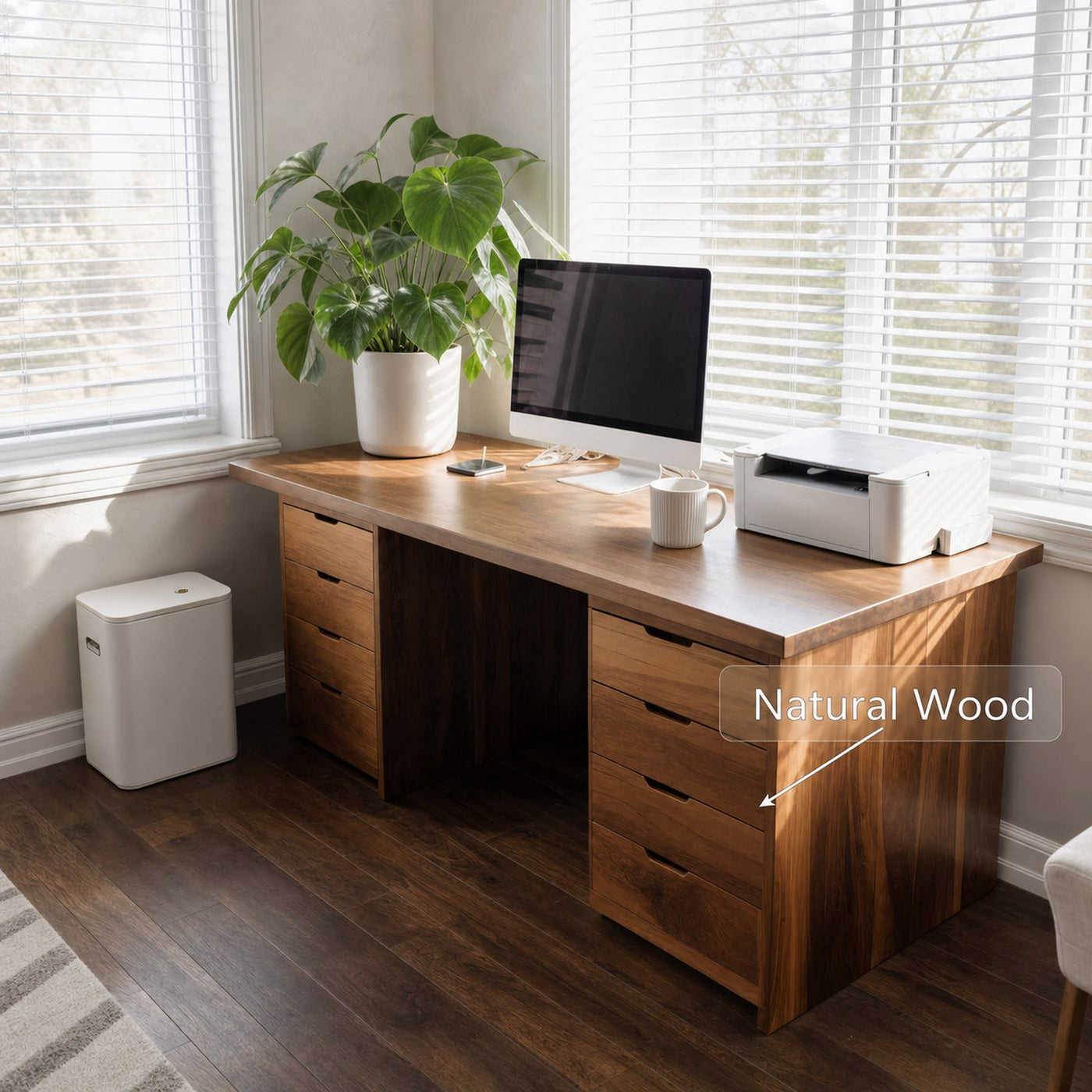 Modern Desk With Multiple Drawers For Home Office - product view 5
