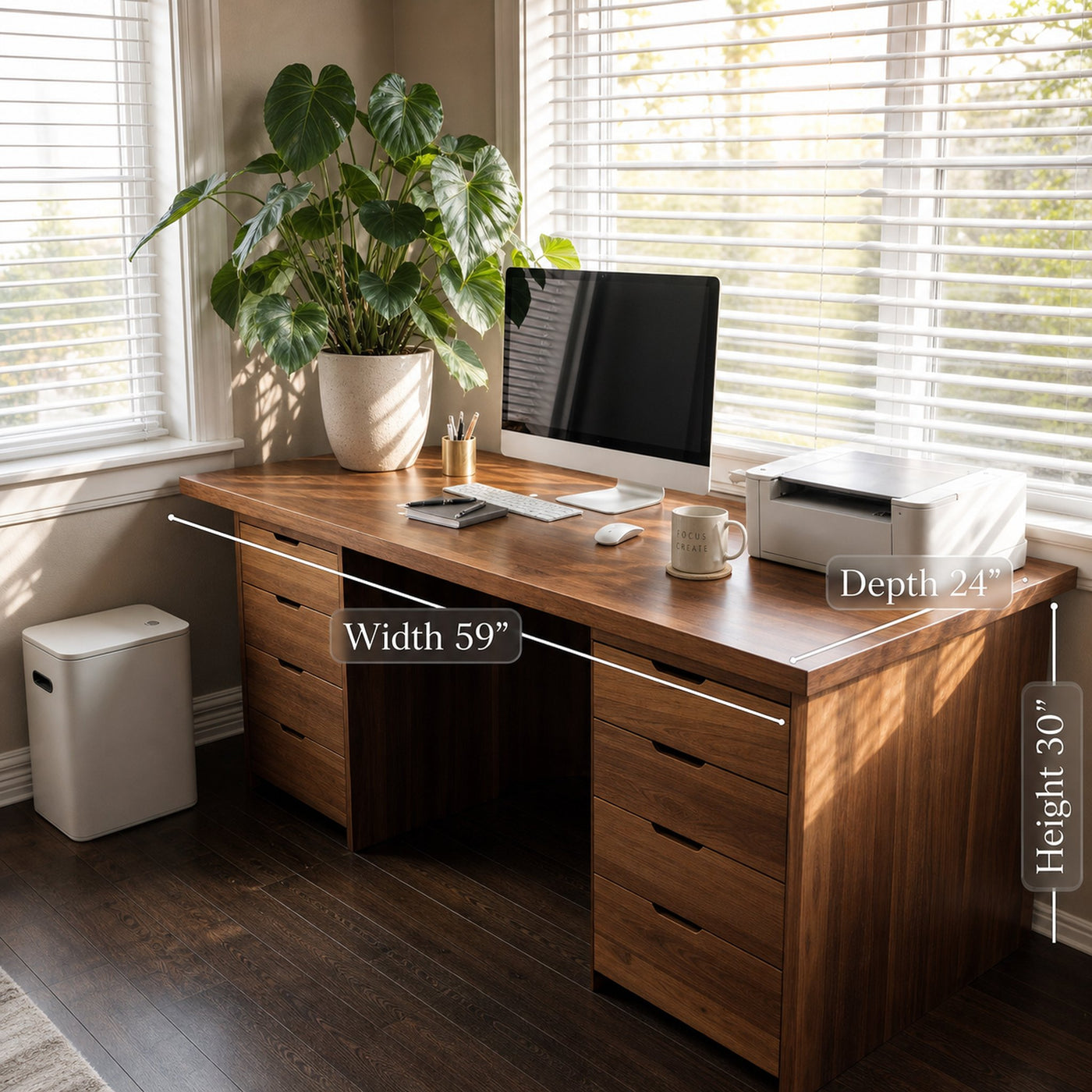 Modern Desk With Multiple Drawers For Home Office - product view 6