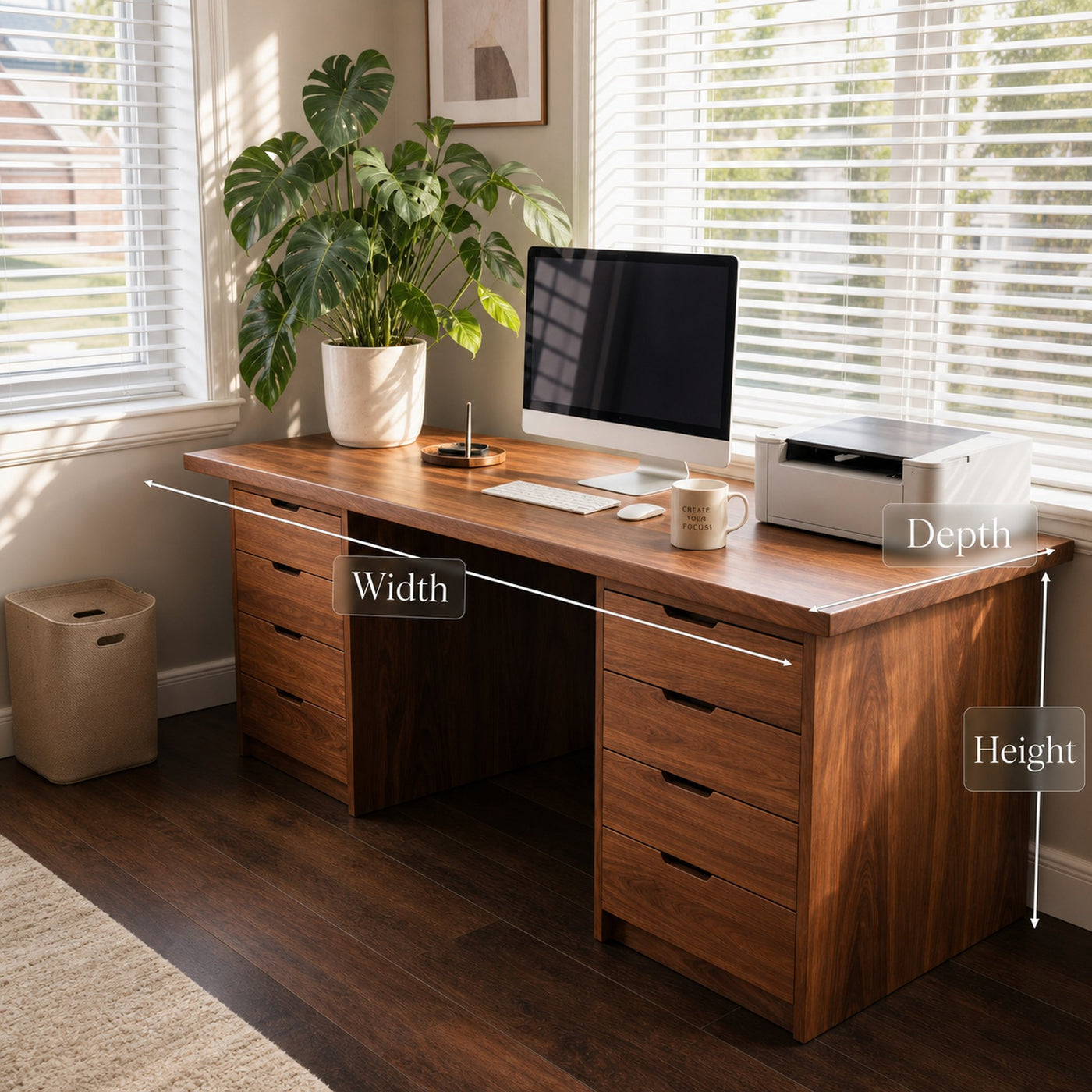 Modern Desk With Multiple Drawers For Home Office - product view 7