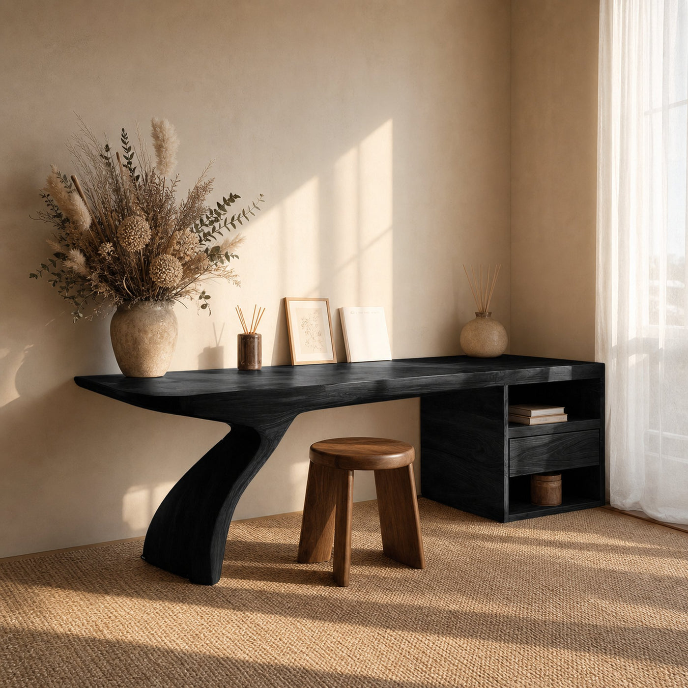 Modern Desk With Sculptural Single-Leg For Home Office - product view 4