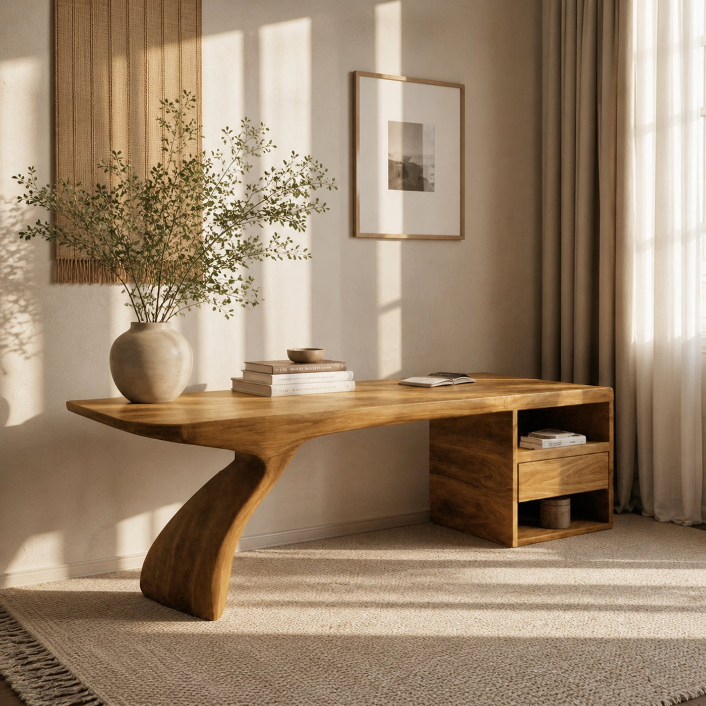 Modern Desk With Sculptural Single-Leg For Home Office - product view 5