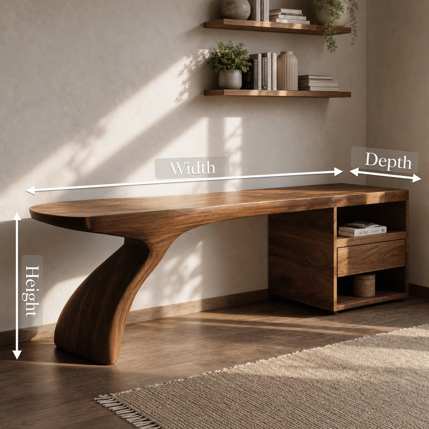 Modern Desk With Sculptural Single-Leg For Home Office - product view 8
