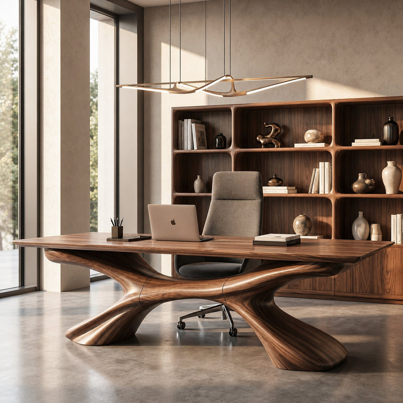 Modern Executive Desk Sculptural Design For Home Office Workspace