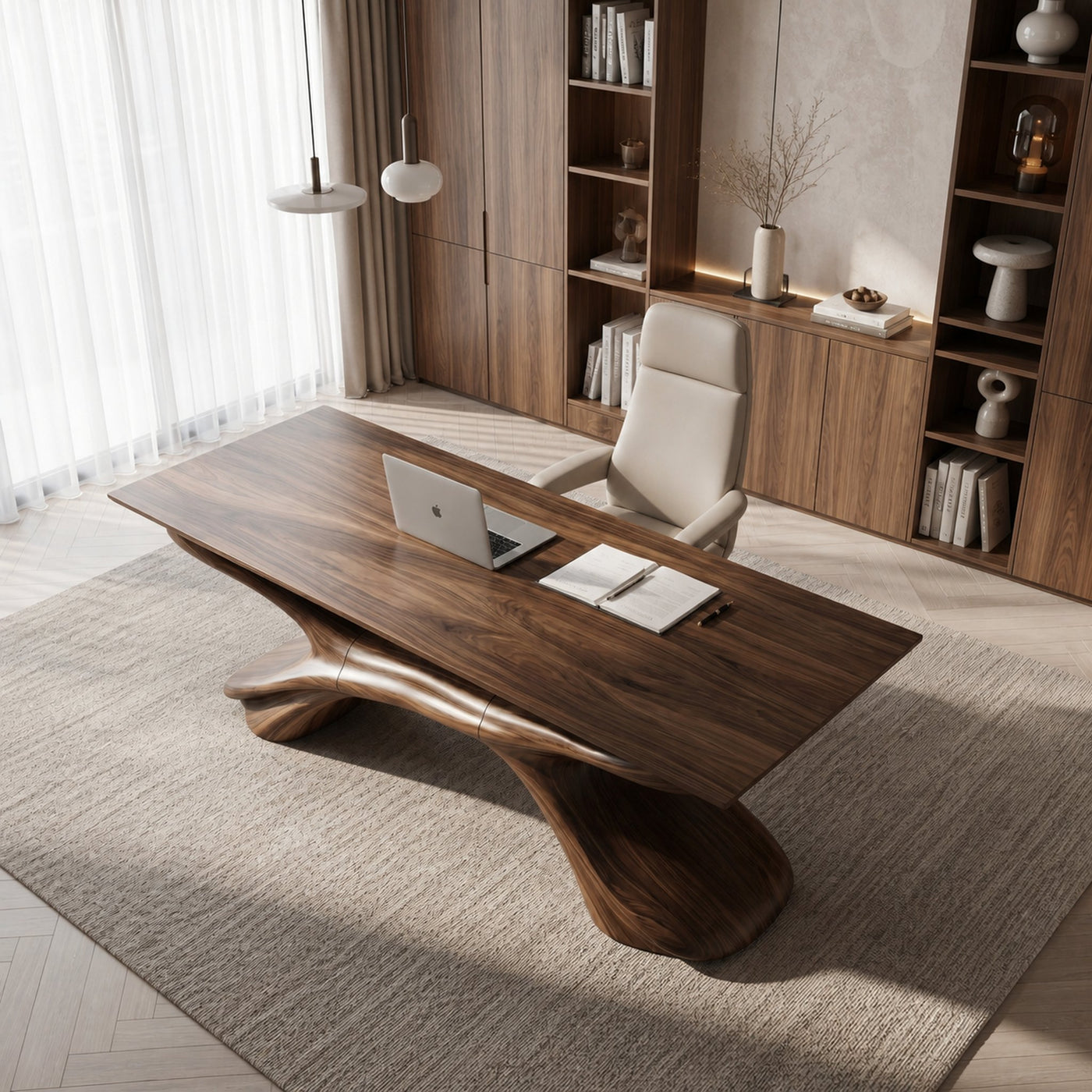 Modern Executive Desk Sculptural Design For Home Office Workspace - product view 2