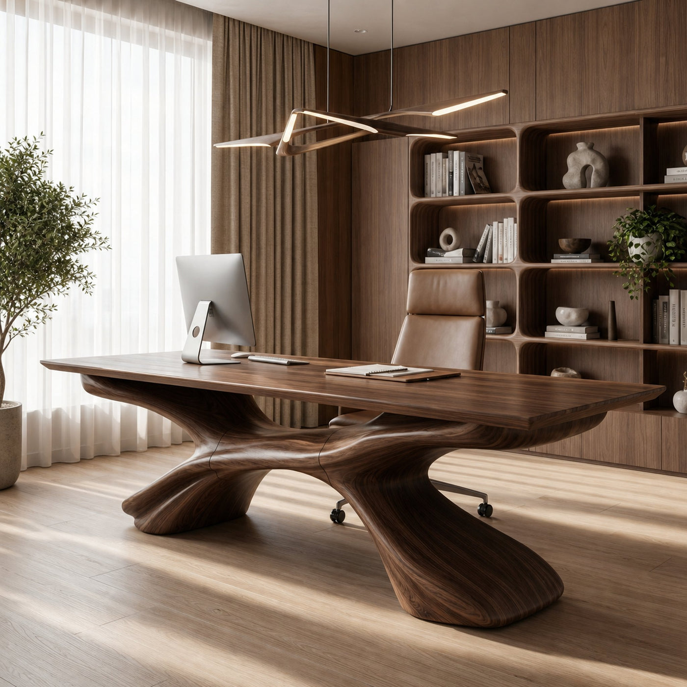 Modern Executive Desk Sculptural Design For Home Office Workspace - product view 3