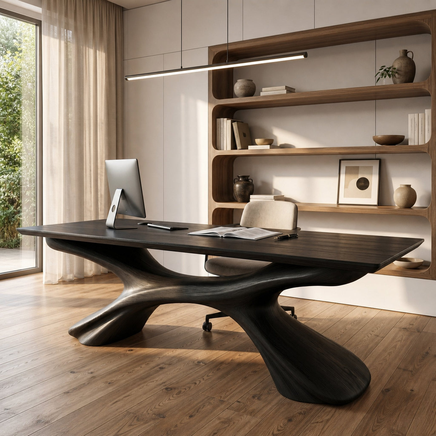 Modern Executive Desk Sculptural Design For Home Office Workspace - product view 4