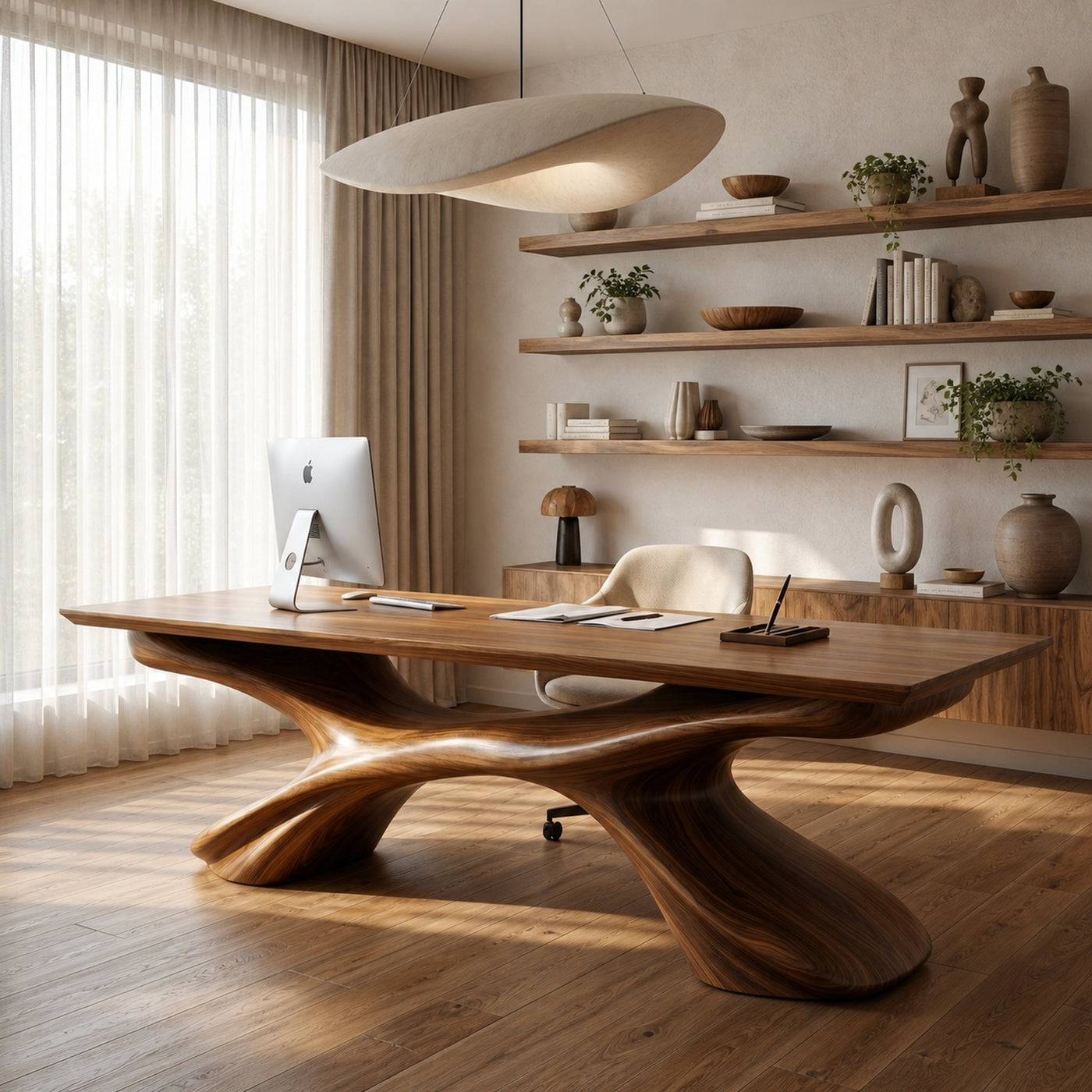 Modern Executive Desk Sculptural Design For Home Office Workspace - product view 6