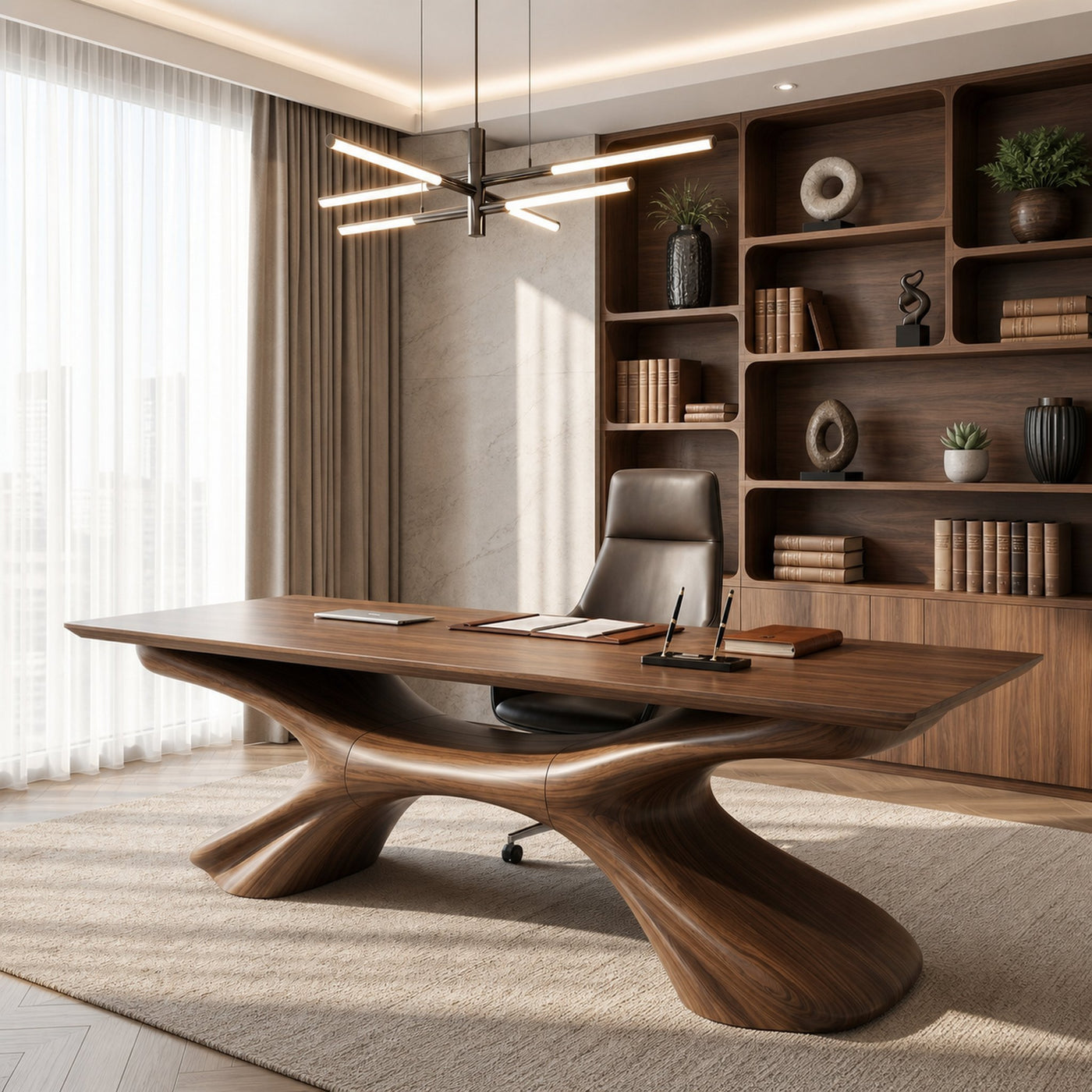Modern Executive Desk Sculptural Design For Home Office Workspace - product view 7