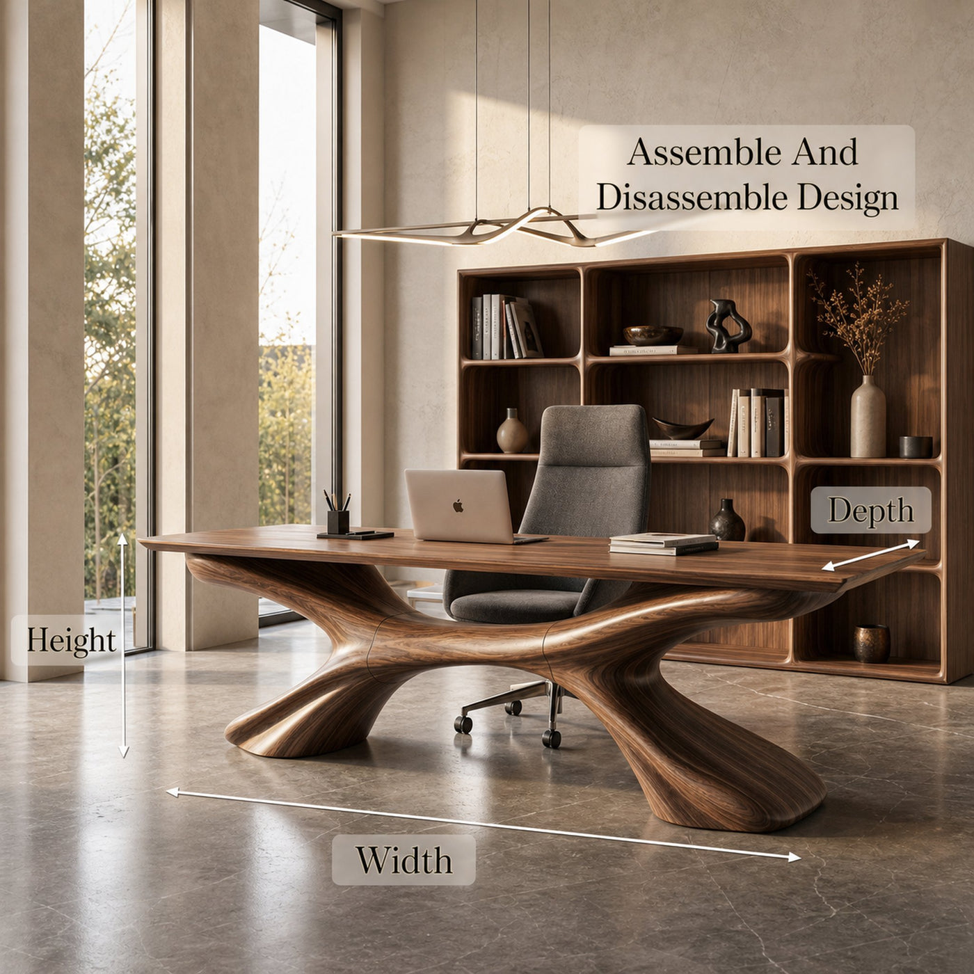 Modern Executive Desk Sculptural Design For Home Office Workspace - product view 8