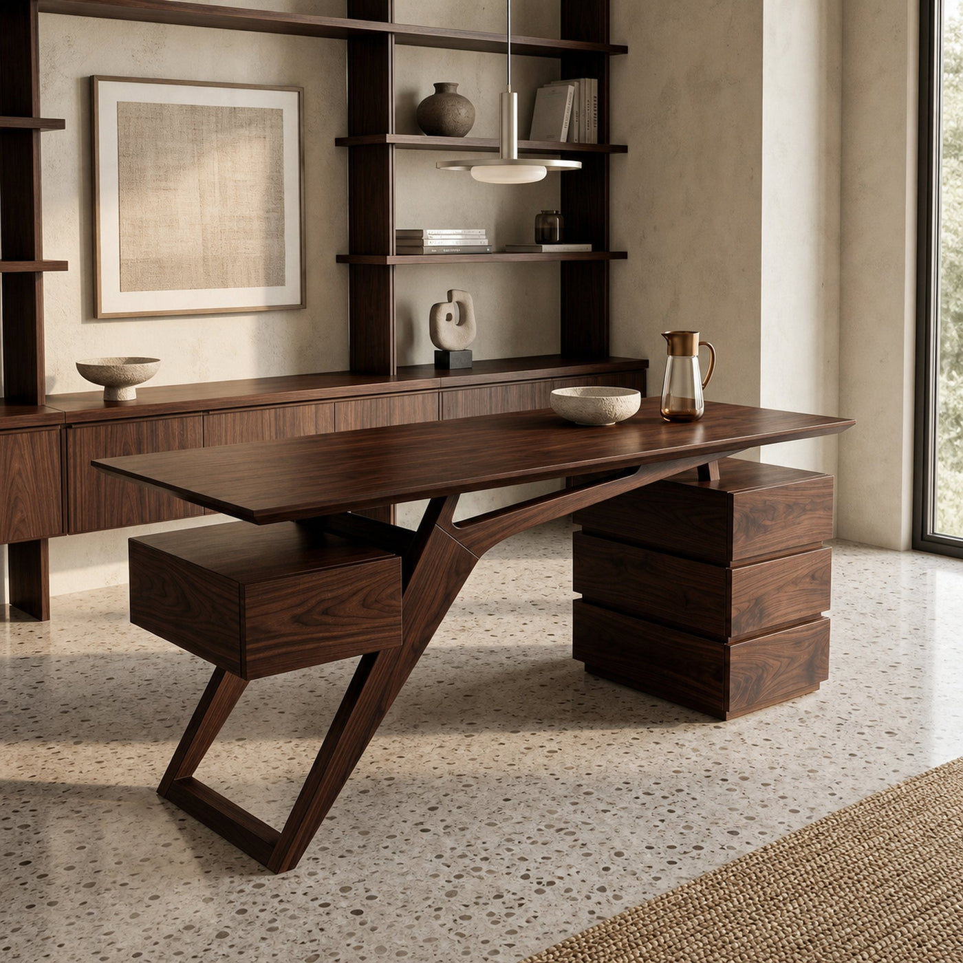 Modern Executive Desk With Sculptural Geometric Design For Workspace - product view 5