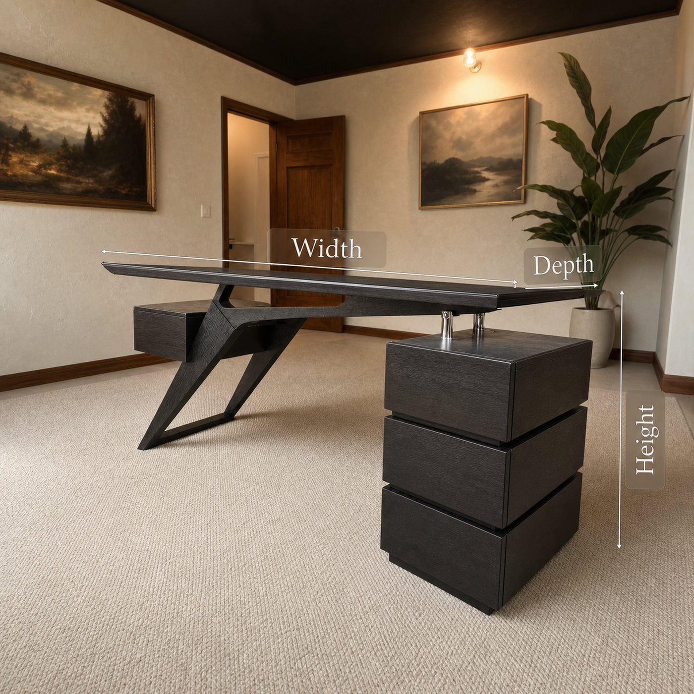 Modern Executive Desk With Sculptural Geometric Design For Workspace - product view 7