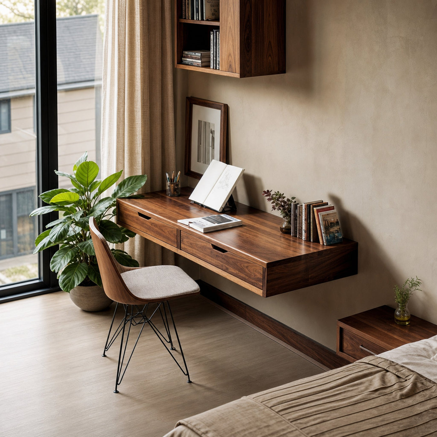 Modern Floating Desk For Bedroom And Office Setup