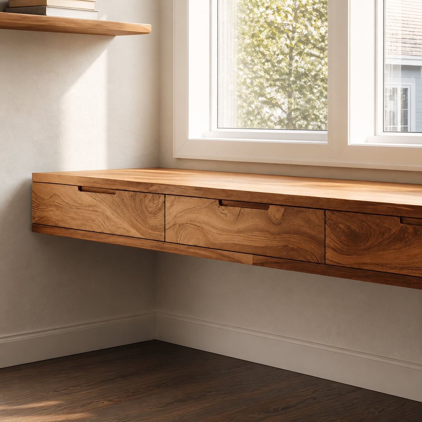Modern Floating Desk With Drawers For Home Office - product view 3