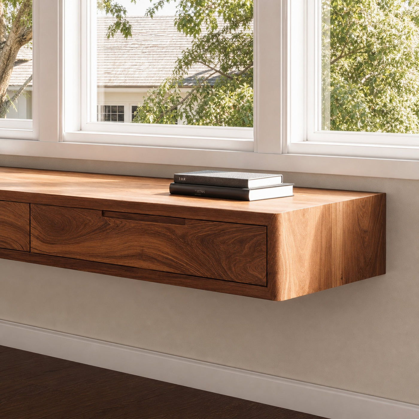 Modern Floating Desk With Drawers For Home Office - product view 4