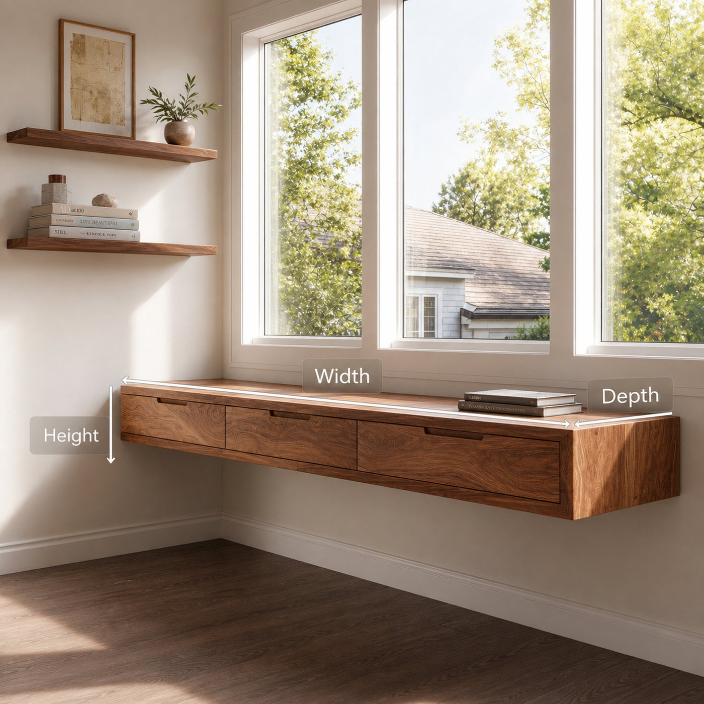 Modern Floating Desk With Drawers For Home Office - product view 7