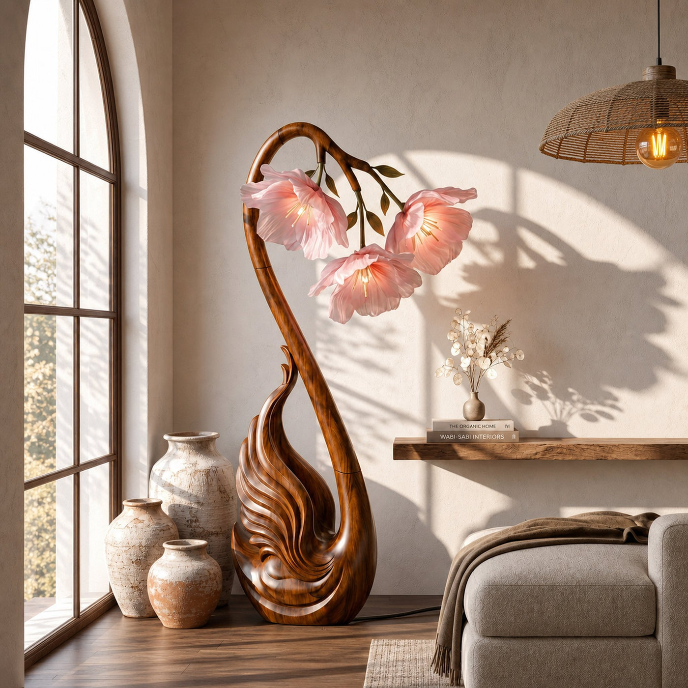 Modern Floor Lamp Sculptural Flower Design For Living Room
