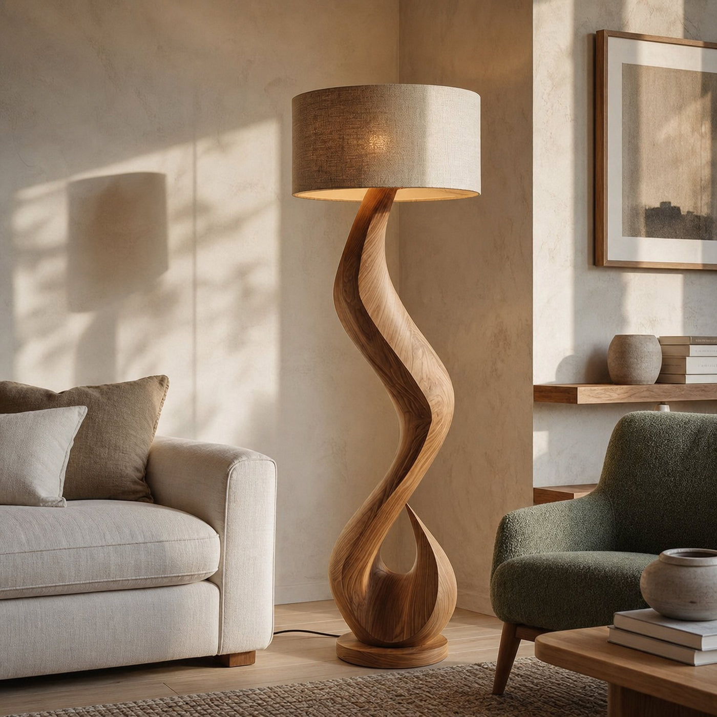 Modern Floor Lamp With Flowing Form For Living Room Corner
