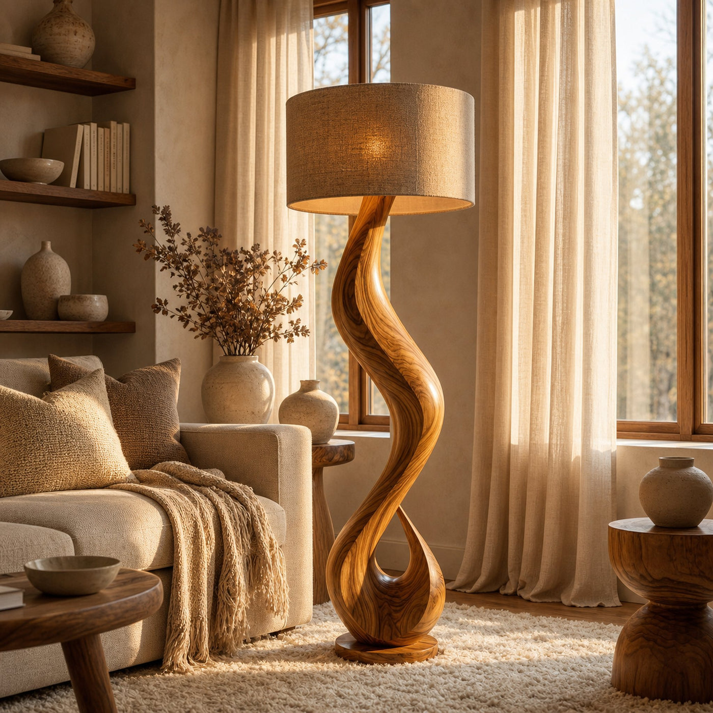 Modern Floor Lamp With Flowing Form For Living Room Corner - product view 5
