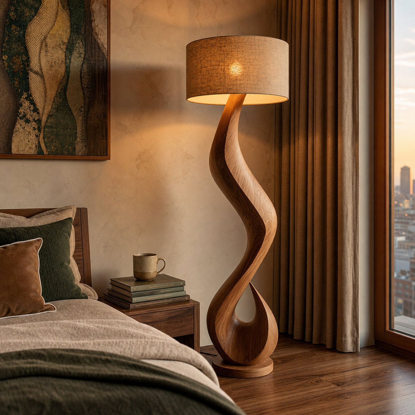 Modern Floor Lamp With Flowing Form For Living Room Corner - product view 6