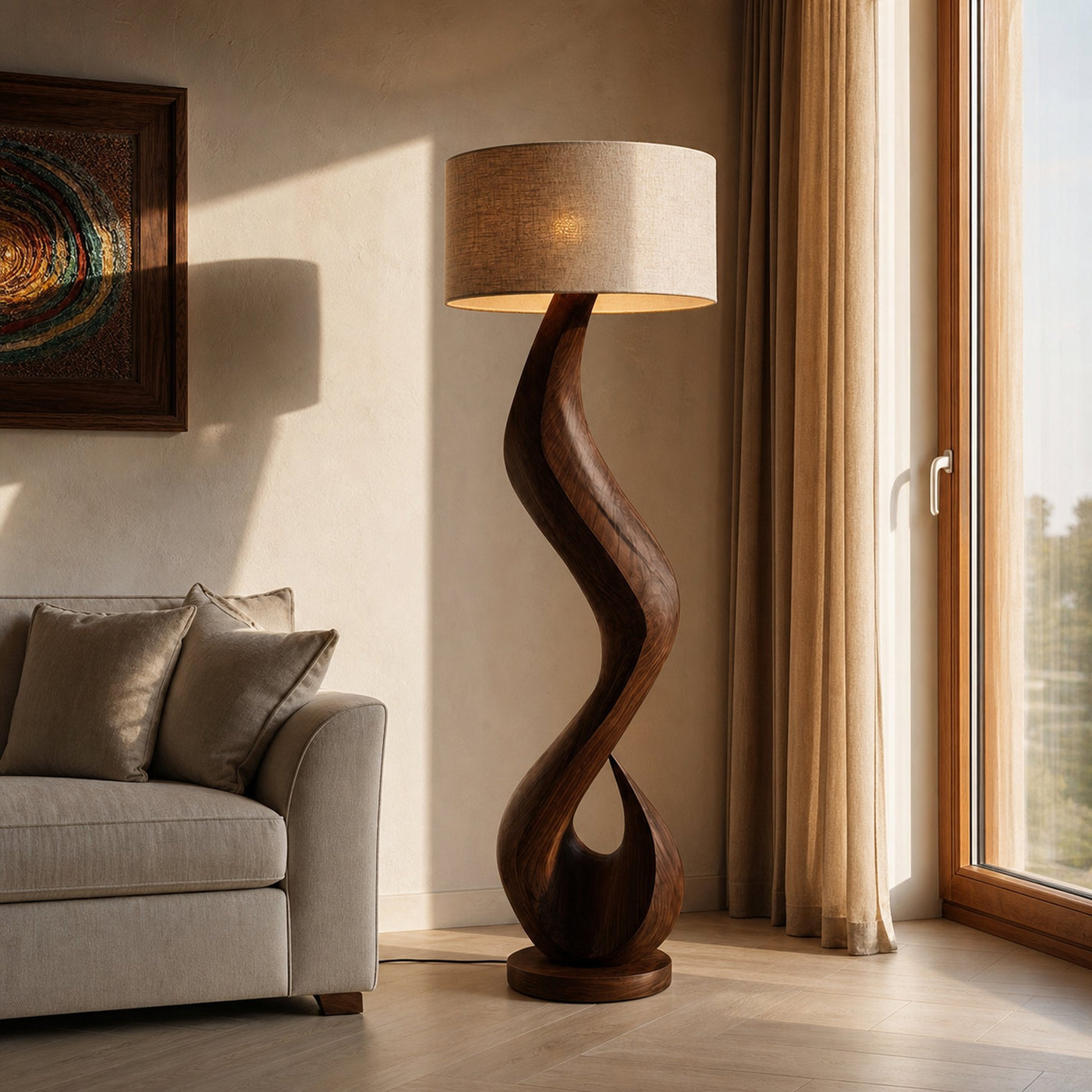 Modern Floor Lamp With Flowing Form For Living Room Corner - product view 7