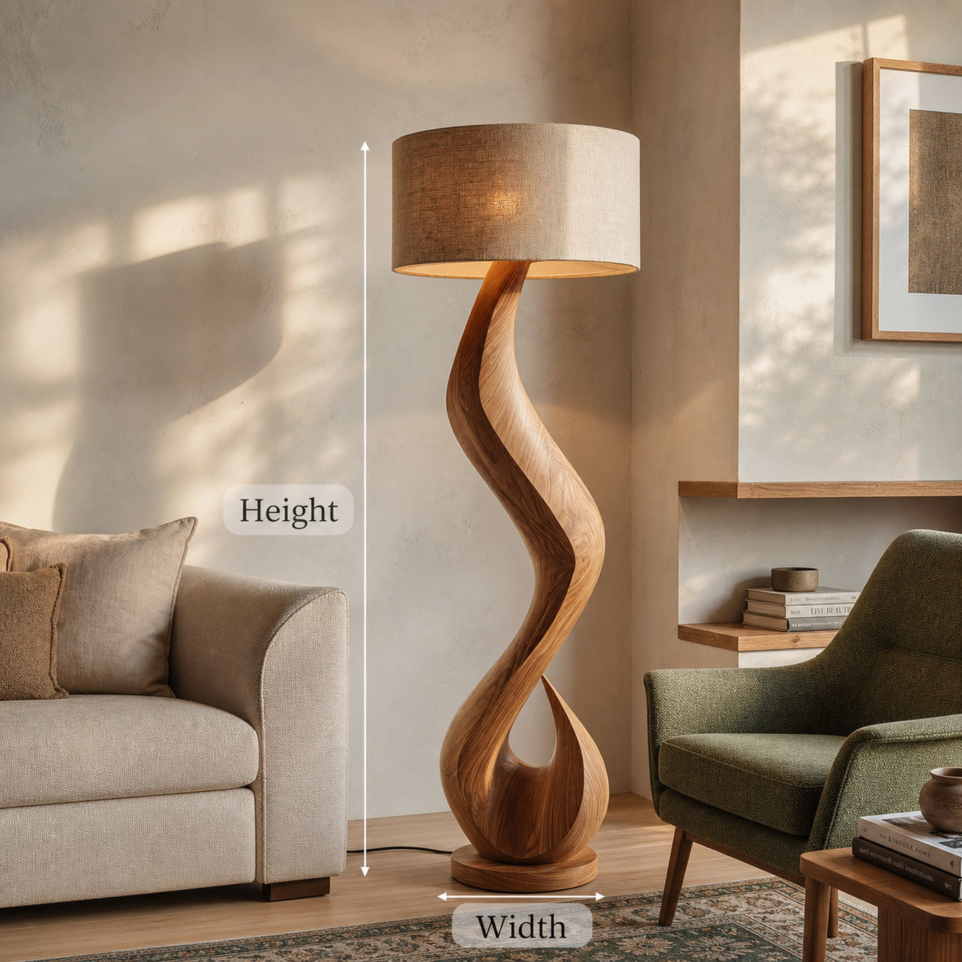 Modern Floor Lamp With Flowing Form For Living Room Corner - product view 8