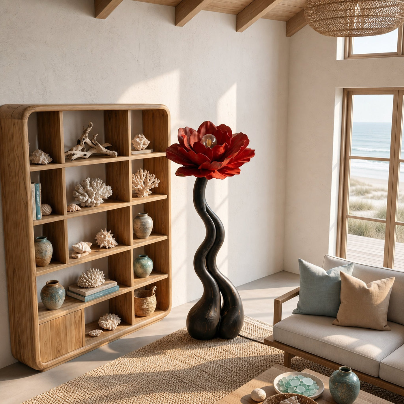 Modern Floor Lamp With Handcrafted Flower Form For Living Room - product view 2