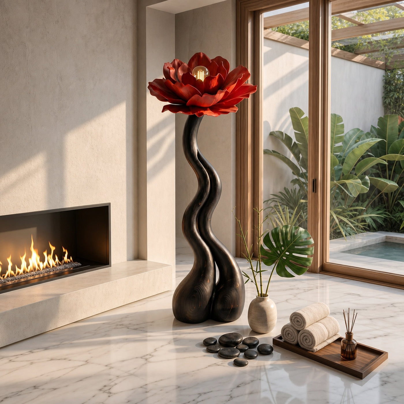 Modern Floor Lamp With Handcrafted Flower Form For Living Room - product view 3